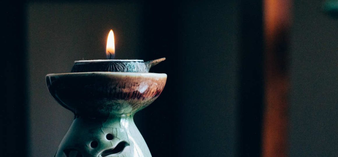 Mantra meditation candle.